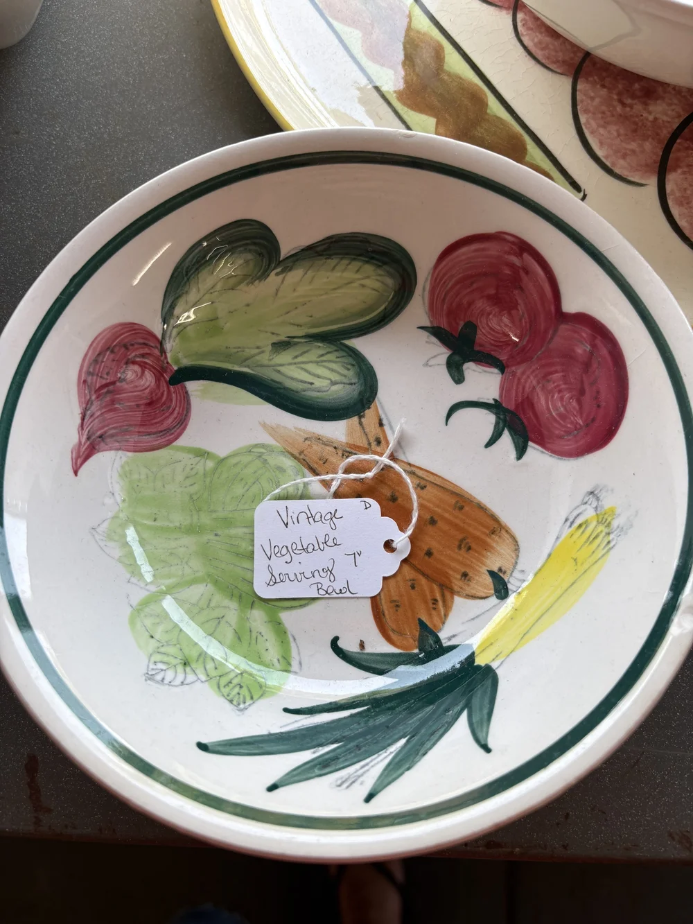 Hand-Painted Vegetable Serving Bowl - Multi-Color